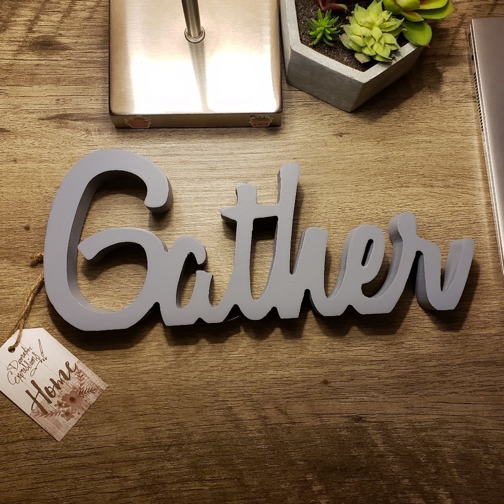 Wooden 'Gather' Word Plaque